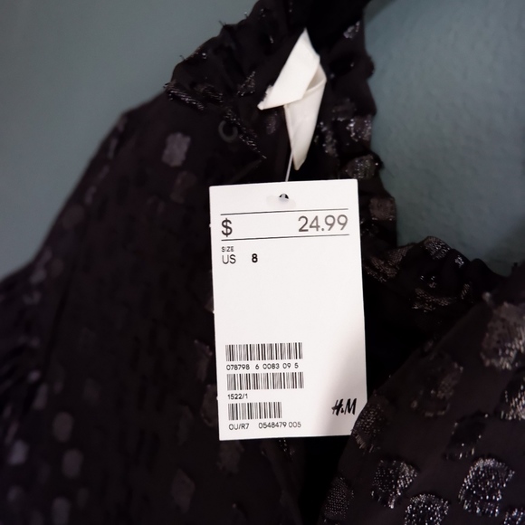 NWT H&M Black dolman shine Top SZ 8 - Picture 5 of 5